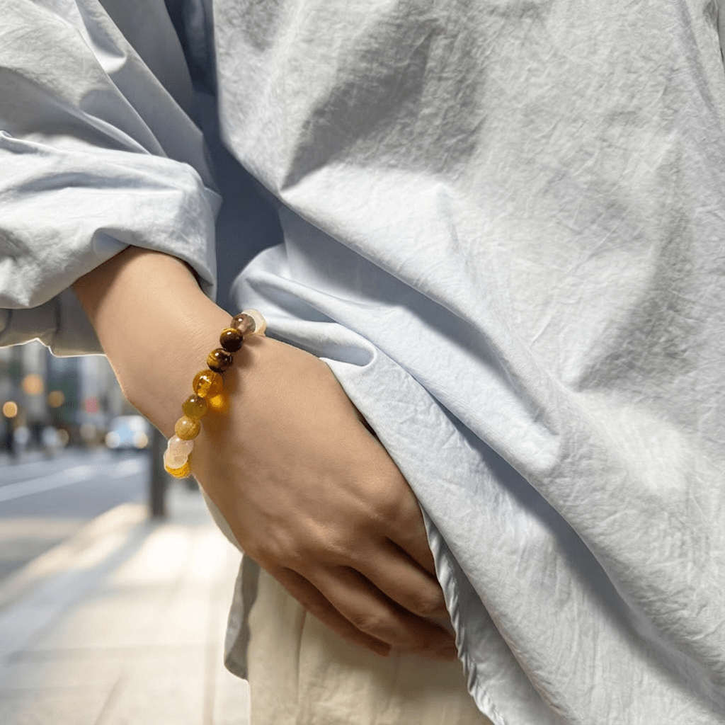 Wu Xing Earth (Tu) Bracelet — Yellow & Golden Crystal | 8mm Beads | Redynasty
