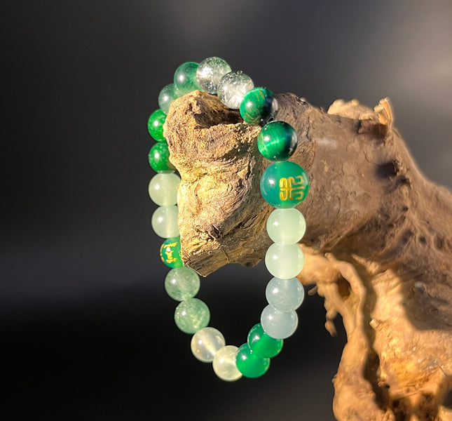 Redynasty Wood Element Growth & Healing Bracelet – Natural Green Jade & Sandalwood Beads Bracelet