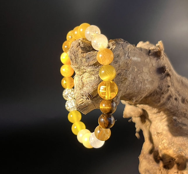Redynasty Earth Element Stability & Wealth Bracelet – Natural Yellow Jade & Tiger Eye Beads
