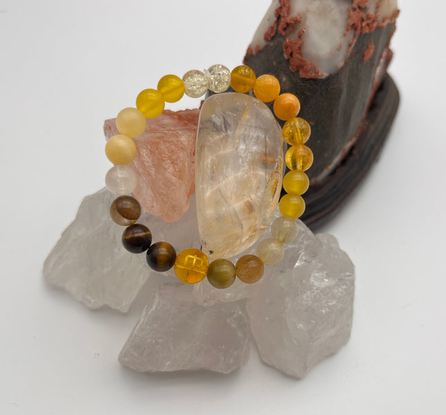 Redynasty Earth Element Stability & Wealth Bracelet – Natural Yellow Jade & Tiger Eye Beads