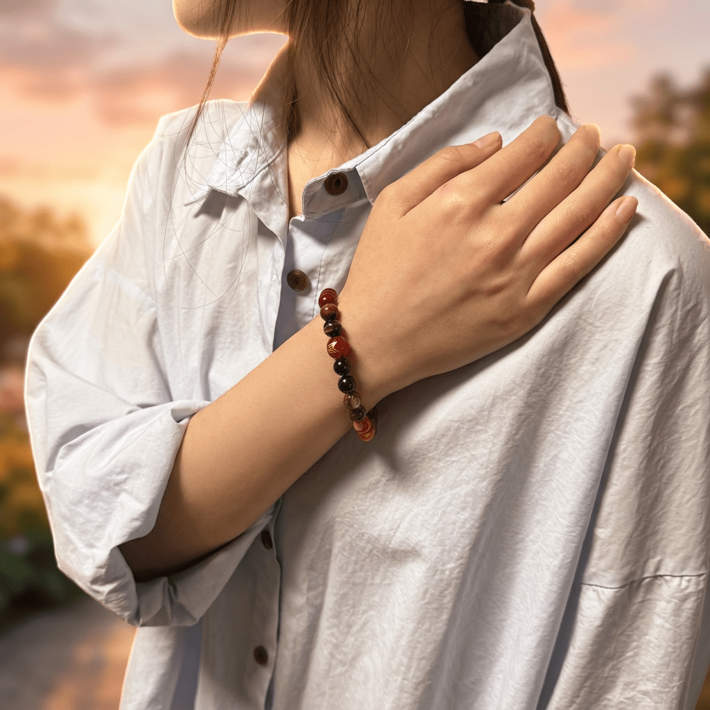 Wu Xing Fire (Huo) Bracelet — Red & Orange Crystal | 8mm Beads | Redynasty