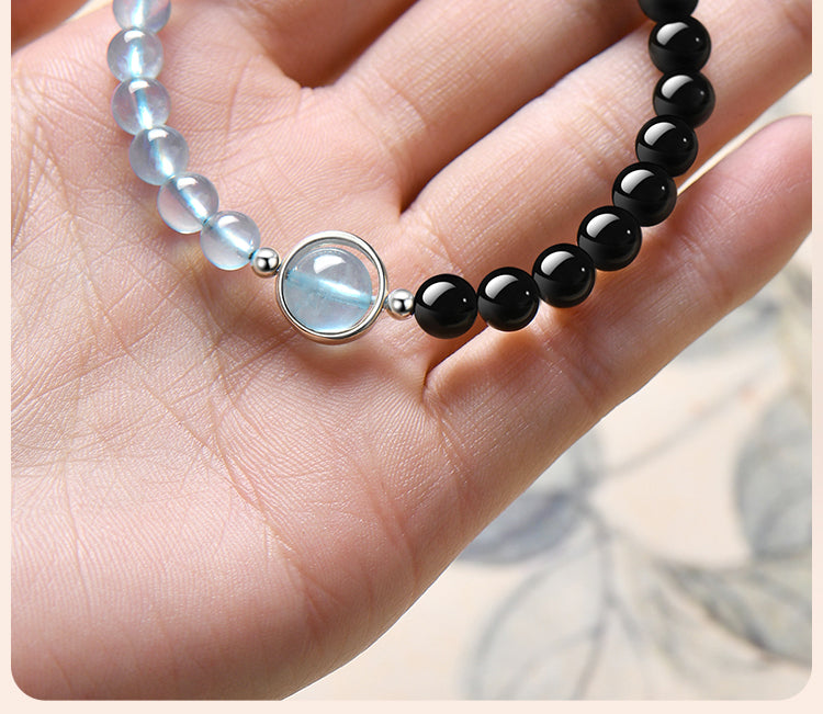 Redynasty Water Element – Obsidian Aquamarine Flow Bracelet
