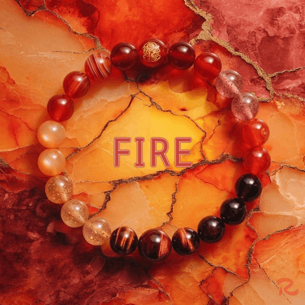 Wu Xing Fire (Huo) Bracelet — Red & Orange Crystal | 8mm Beads | Redynasty