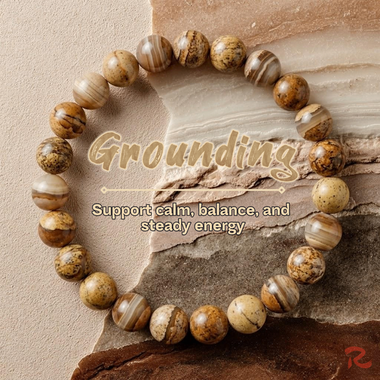 Redynasty Grounding Energy Stone Bracelet - Picture Jasper