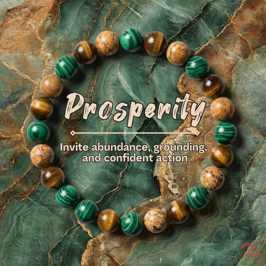 Redynasty Prosperity Energy Stone Bracelet – Malachite, Picture Jasper & Tiger's Eye
