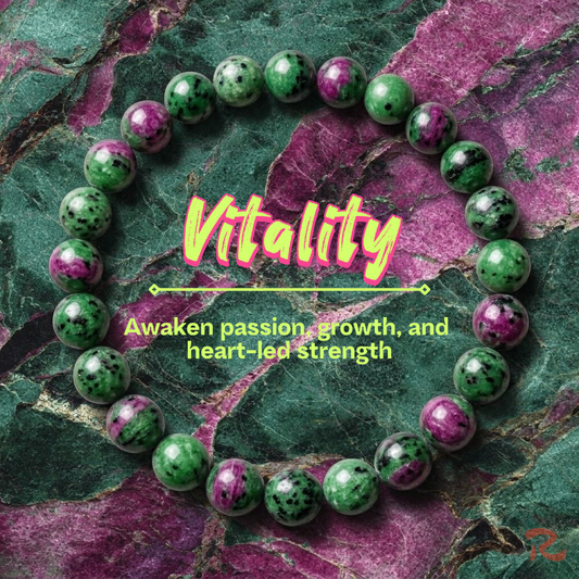 Redynasty Vitality Energy Stone Bracelet - Green & Magenta Natural Stone