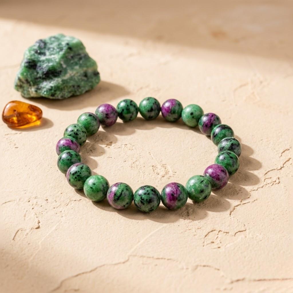 Redynasty Vitality Energy Stone Bracelet - Green & Magenta Natural Stone