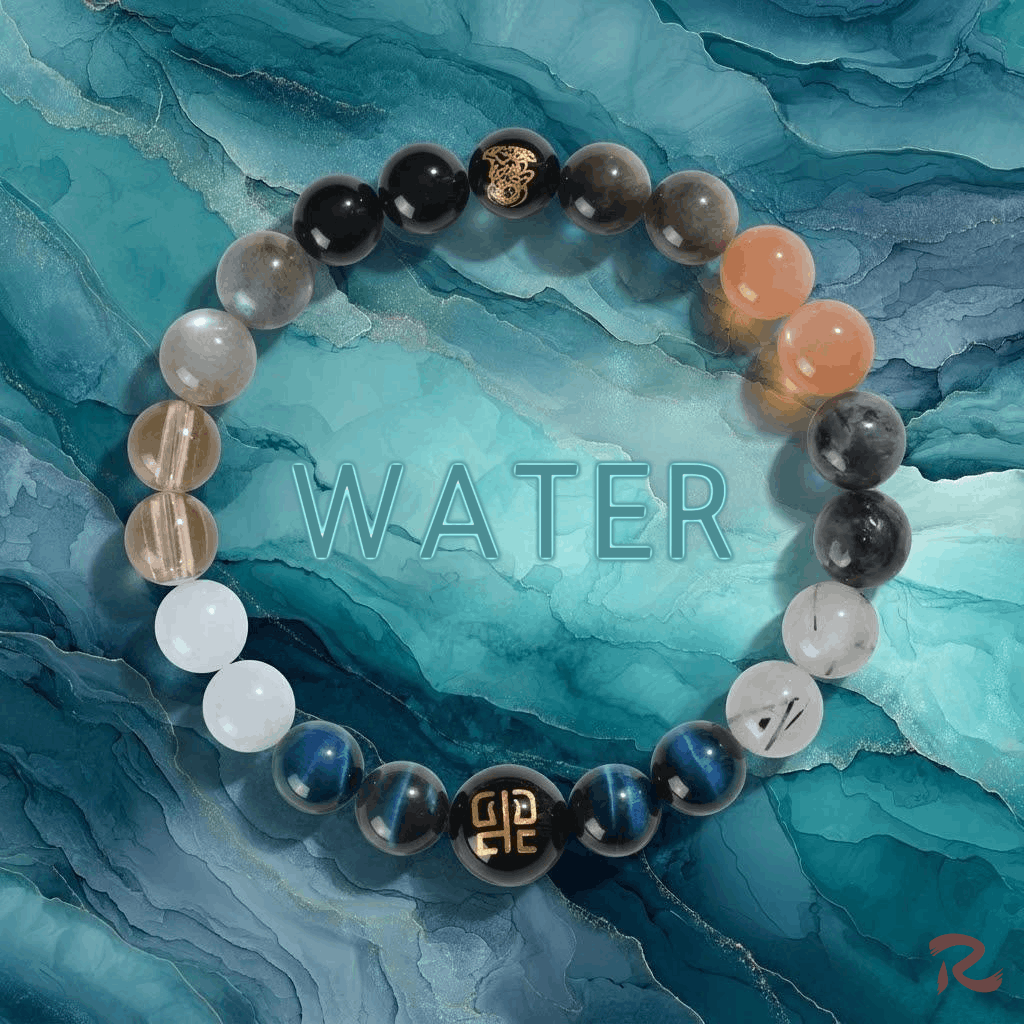 Wu Xing Water (Shui) Bracelet — Black Onyx & Clear Quartz | 8mm Beads | Redynasty