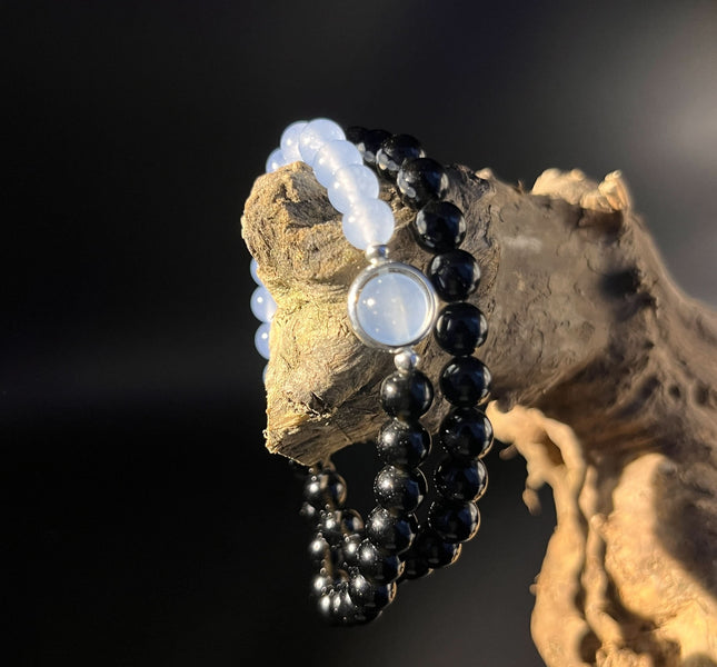 Redynasty Water Element – Obsidian Aquamarine Flow Bracelet