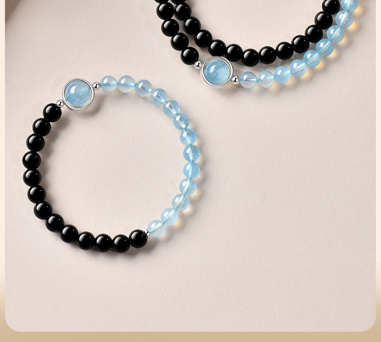Redynasty Water Element – Obsidian Aquamarine Flow Bracelet