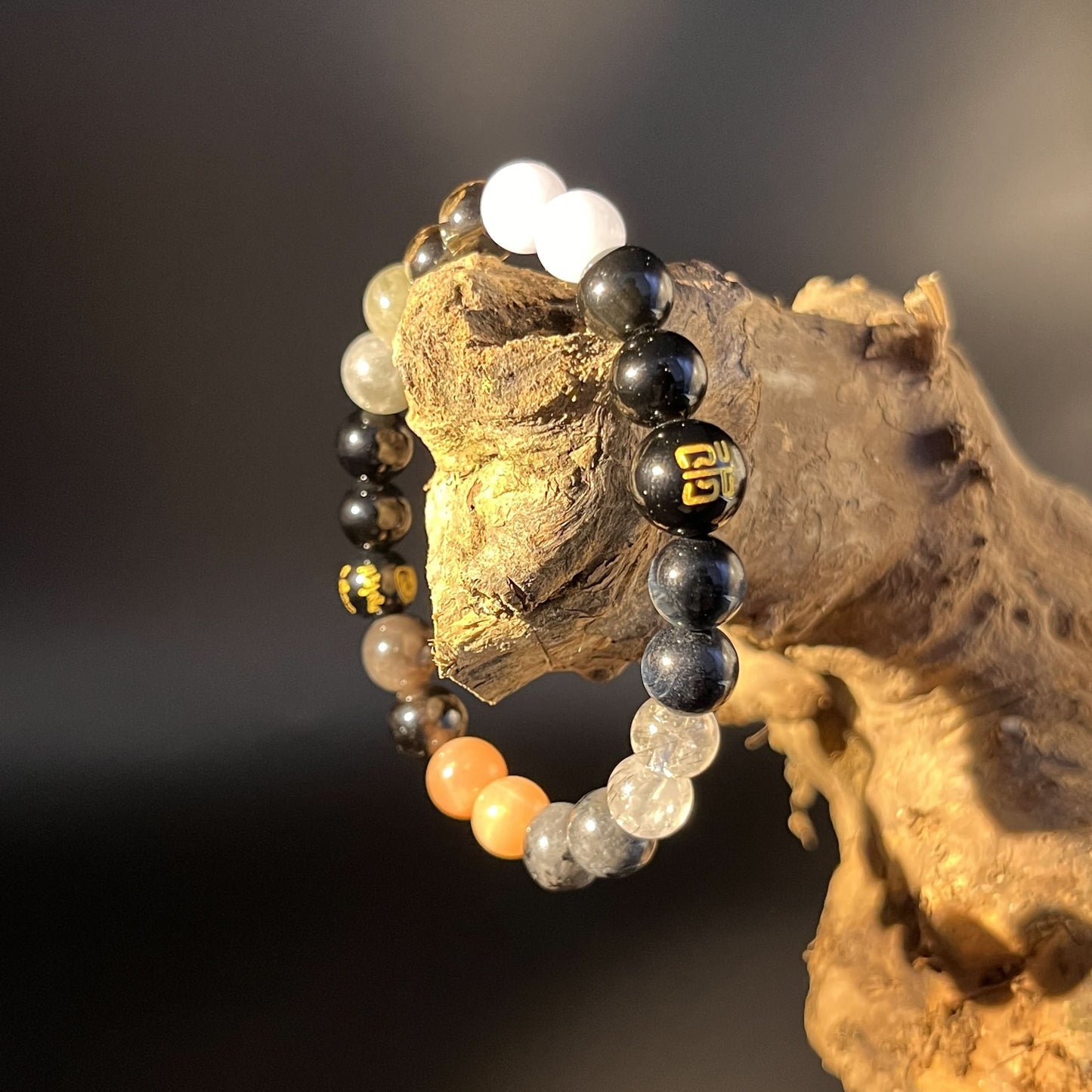 Wu Xing Water (Shui) Bracelet — Black Onyx & Clear Quartz | 8mm Beads | Redynasty