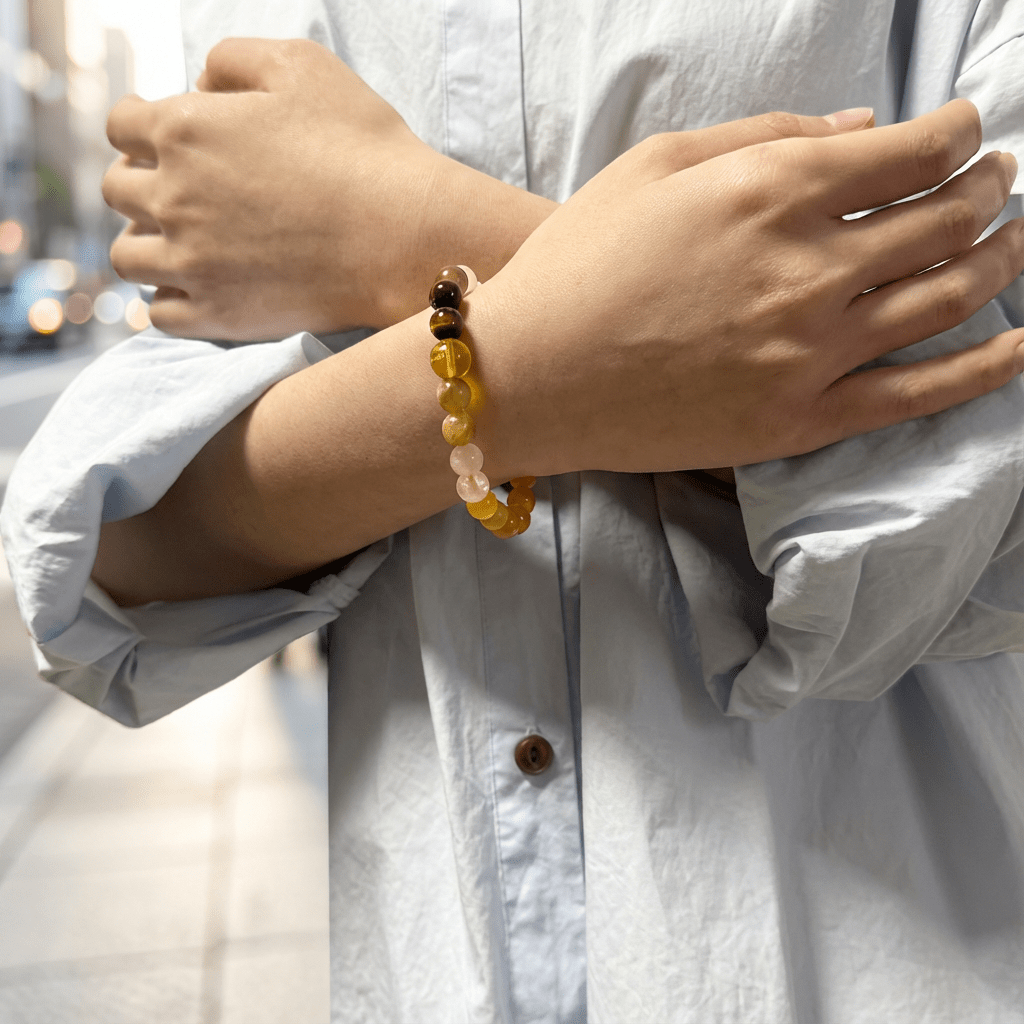 Wu Xing Earth (Tu) Bracelet — Yellow & Golden Crystal | 8mm Beads | Redynasty