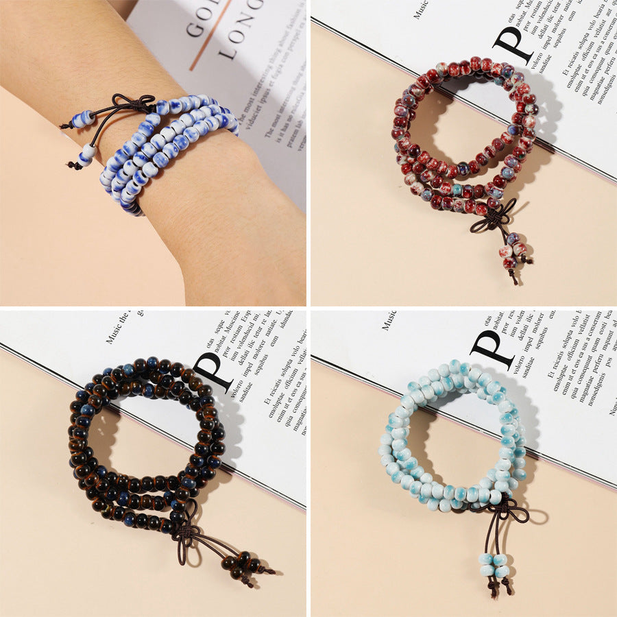 Redynasty 108-Bead Ceramic Triple-Wrap Bracelet – Jingdezhen Glaze Series