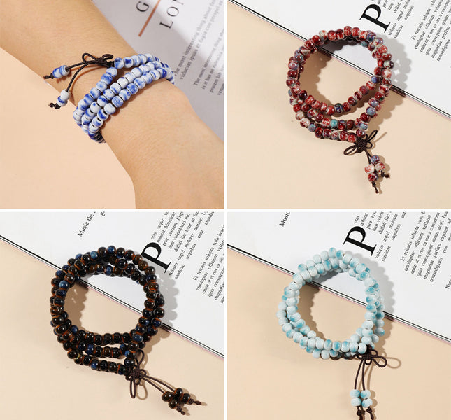 Redynasty 108-Bead Ceramic Triple-Wrap Bracelet – Jingdezhen Glaze Series
