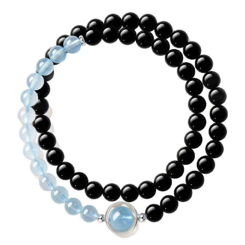 Redynasty Water Element – Obsidian Aquamarine Flow Bracelet