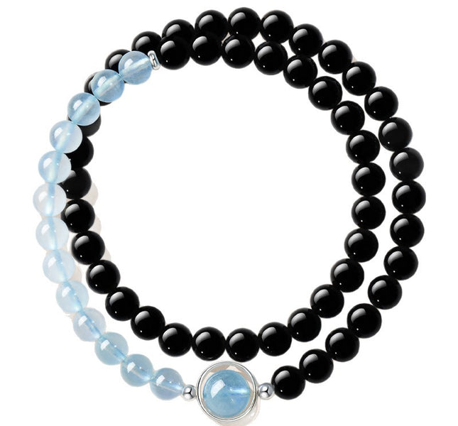 Redynasty Water Element – Obsidian Aquamarine Flow Bracelet