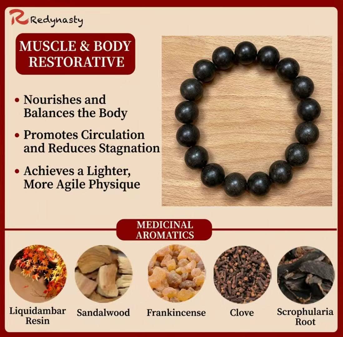 Muscle & Body Restorative Herbal Aroma Bracelet — Resin & Spice Notes | Redynasty