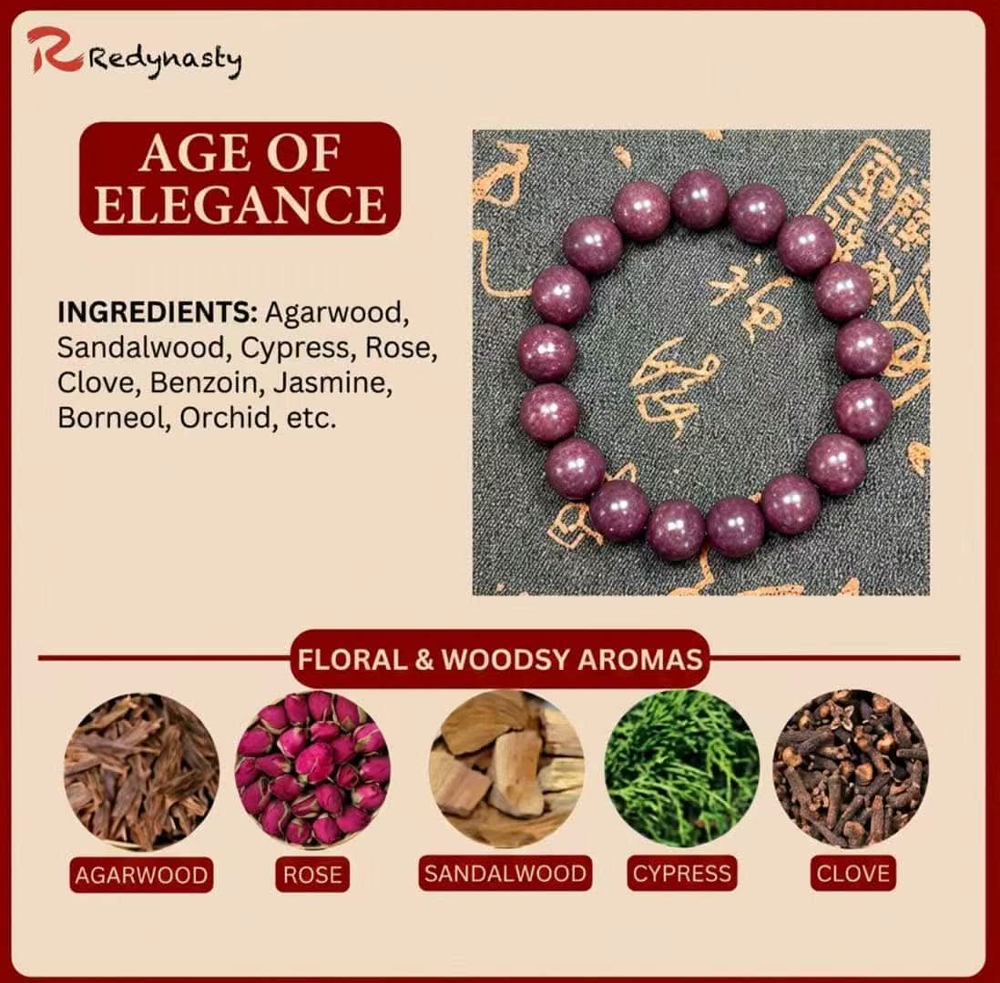 Age of Elegance Aroma Bracelet | Agarwood, Rose & Sandalwood | Redynasty